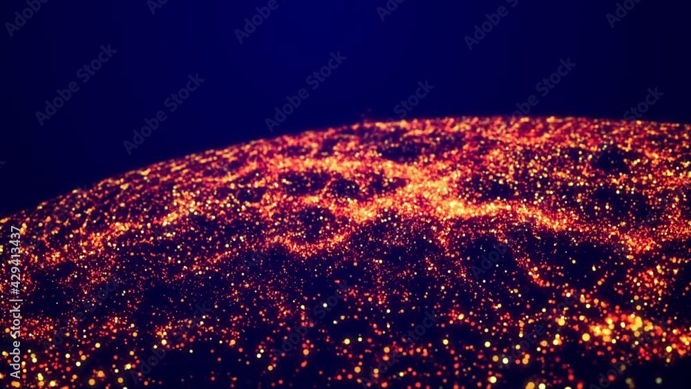 Poster abstract bg, golden magic glitters fly in air in slow motion and form beautiful swirls. fiery sparkl