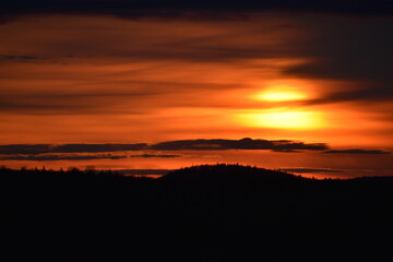 A sunrise over the Appalachians on a spring morning