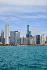 Fototapeta na wymiar Chicago city skyline along the waterfront