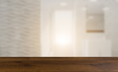 Background with empty table. Flooring. Abstract  toilet and bathroom interior for background. 3D render