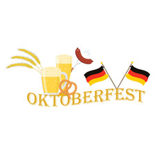 Vector illustration dedicated to the traditional Oktoberfest festival. Light yellow background. Banner, poster, sign.