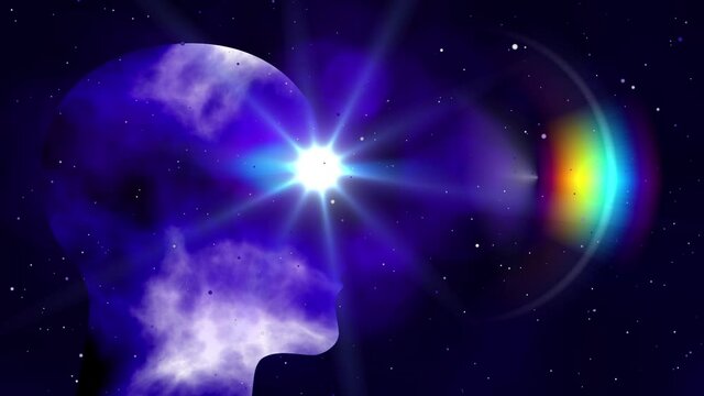 Silhouette of head looking with light effect