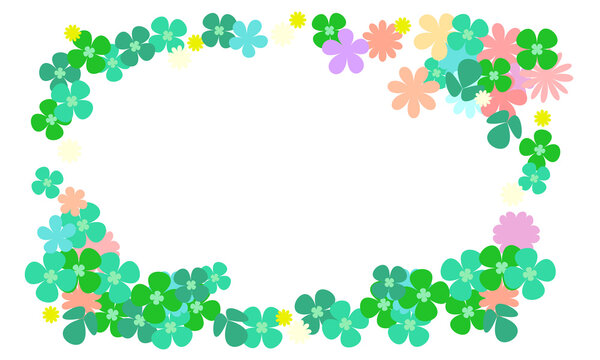 クローバーと小花をグラスに盛ったイラスト011｜Illustration of clover and florets in a glass 011
