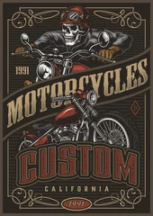 Rolgordijnen Motorcycle colorful vintage poster © DGIM studio