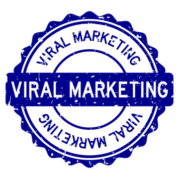 Grunge blue viral marketing word round rubber seal stamp on white background