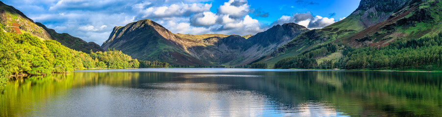 Buttermere lake overlooking Haystacks peak in Lake District. Cumbria, England