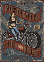 Custom motorcycle service vintage poster