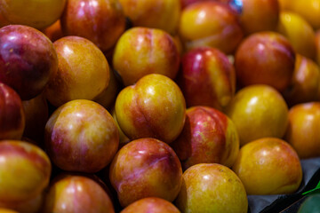 Delicious looking red plums tasty Fruit