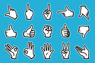 Icon sets of various hand gestures (with white border)