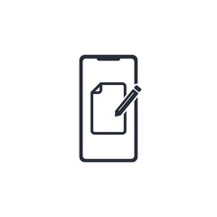  Write in smartphone. Vector illustration isolated on white background.