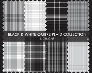 Black and White Ombre Plaid textured Seamless Pattern Collection © Siu-Hong Mok