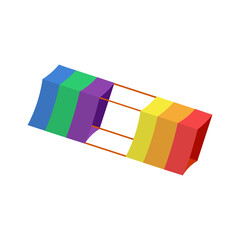 Bright multicolored kite in the form of a rectangle .Vector illustration isolated on a white background.
