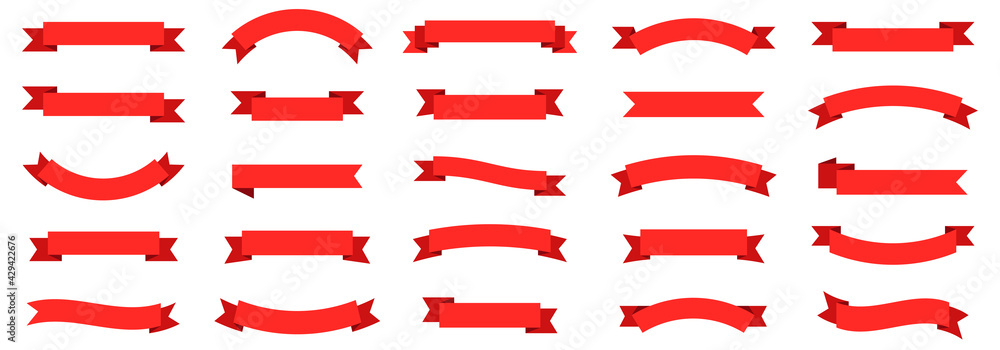 Wall mural ribbon banner set. ribbons collection. red ribbons. vector ribbon