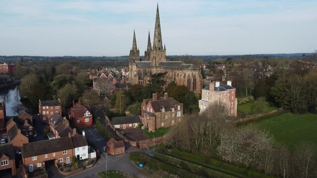 Lichfield Cathedral Aerial East Side of City