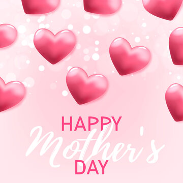 Happy Mother's Day. Mom, I love you. Delicate vector background. Postcard. For your design. Volumetric heart.