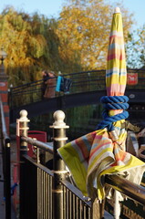 Close up of oat moorings on the river in Lincoln UK