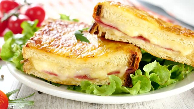 croque monsieur with cheese and ham