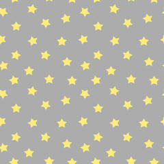Yellow stars , vector illustration. Star shape isolated on gray background. Kids seamless patternpattern