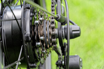 Close-up of gear shift system of bicycle