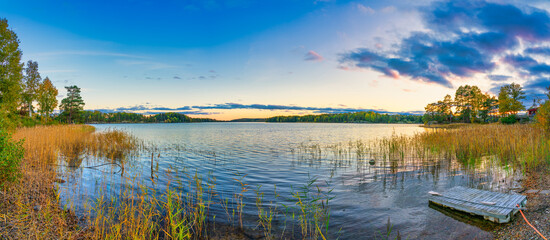 Jarnlunden lake at sunset. Sweden