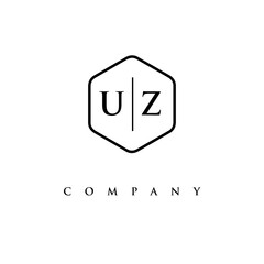 initial UZ logo design vector