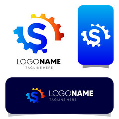 Initial S Letter Gear Logo Design Vector Graphic 