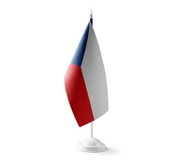 Small national flag of the Czechia on a white background