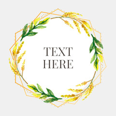 Beautiful Card with watercolor floral bouquet. Vector illustration frame