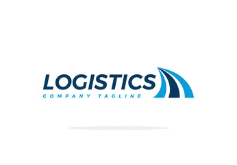 Blue Logistics Logo With Lines Highway Vector