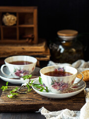 Obraz na płótnie Canvas cup of tea and teapot