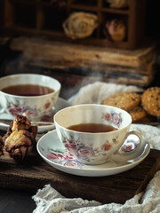 cup of coffee and cookies