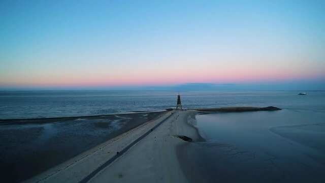 drone shot of a beach at the north sea