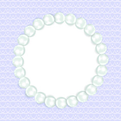 Pearl beads frame. Wedding invitation. Vector illustration