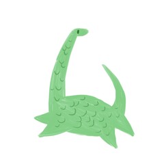 very funny green little dinosaur running forward