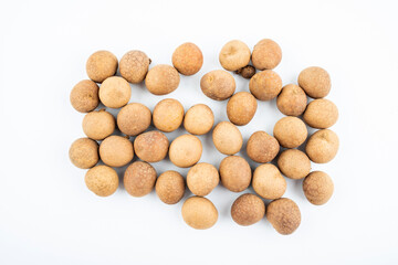 Dried longan on white background