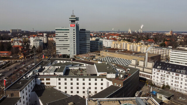 RBB Broadcast station in Berlin - aerial view - BERLIN, GERMANY - MARCH 11, 2021