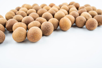Dried longan on white background