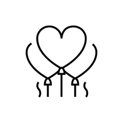 Wedding balloons list icon. Decorative element on white background. Editable stroke.