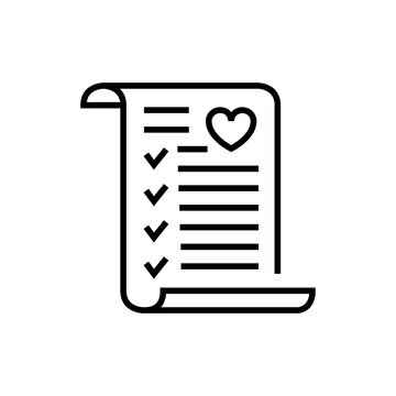 Wedding guest list icon. Wedding preparation on white background. Editable stroke.