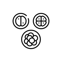 Embryo development icon. Fertilization on white background. Editable stroke.