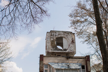 old ruined brick building in the city
