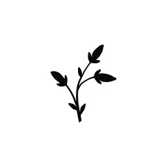 Vector illustration of a simple flower hand drawn in ink. Isolated botanical element black on a white background. Wild forest plant. Design for label, logo, template, print, card, icons.