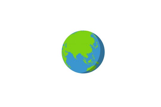 Spinning Earth. Flat design spinning Earth isolated on white. Animation of planet Earth.