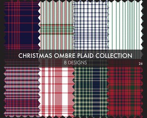 Christmas Ombre Plaid textured Seamless Pattern Collection