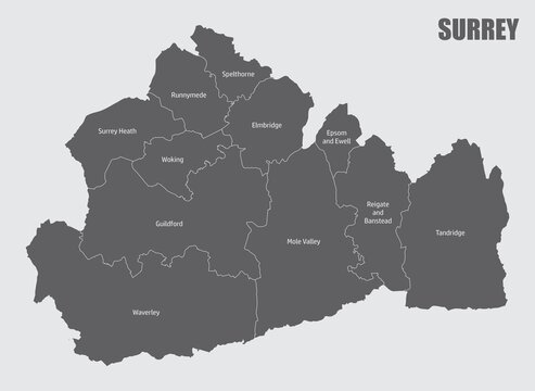 Surrey county administrative map