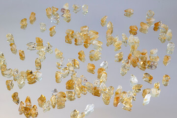 Citrine yellow gem geode crystals geological mineral as nice background close up
