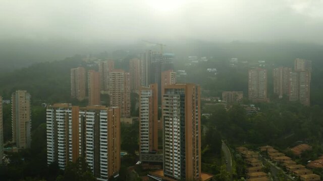 Foggy Morning in El Poblado Neighborhood in Medellin, Colombia