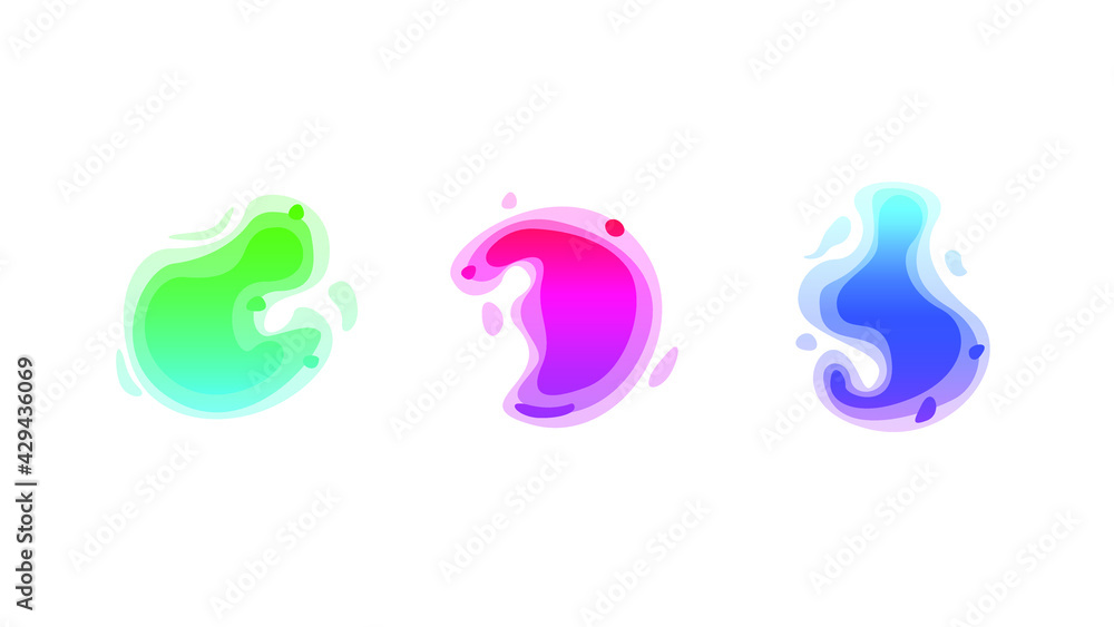 Poster abstract set liquid color collection geometric shapes fluid gradient dynamic elements banner logo ve