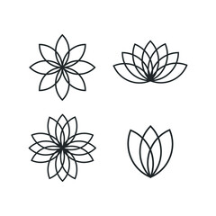 Fototapeta premium Water lily Lotus logo Flower logo collection set bundle - beauty spa flower symbol wellness health meditation beauty luxury natural fitness yoga treatment petals salon organic calming cosmetics