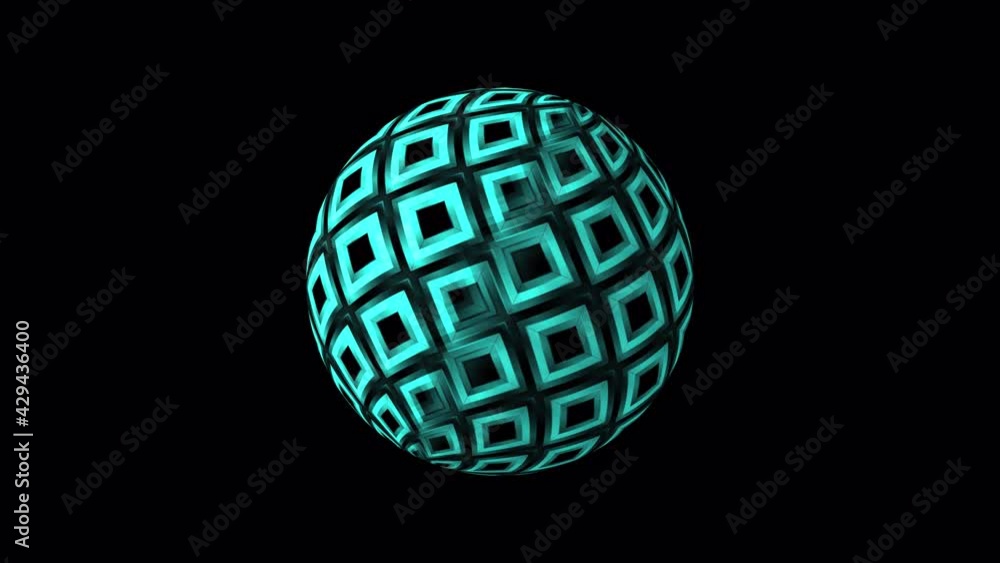 Poster 3d abstract animation of digital hi-tech futuristic blue ball isolated using quicktime alpha channel